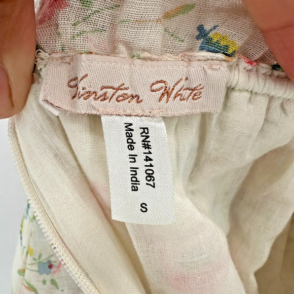 NEW Winston White Francesca Mini Dress Floral Size S Ivory Cottage Boho Babydoll - Picture 9 of 10
